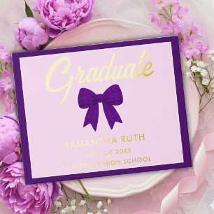 Purple Gingham Bow Graduation Party Guest Book