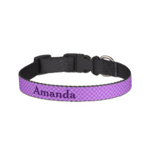 Purple Gingham Checks Personalised Pet Collar