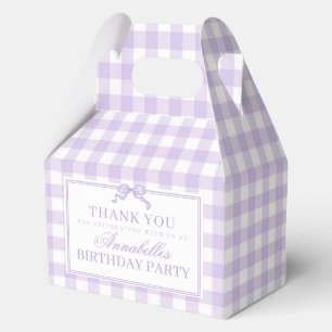Purple Gingham Coquette Bow Birthday Gable Favour Favor Box