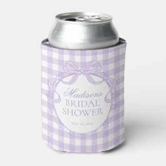 Purple Gingham Coquette Bow Bridal Shower Favour Can Cooler