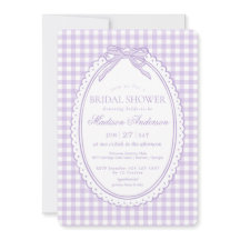 Purple Gingham Coquette Bow Bridal Shower