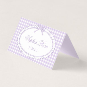 Purple Gingham Coquette Bow Place Card Table Decor