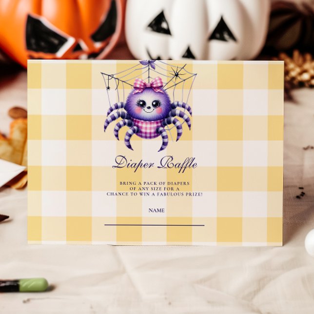 Purple Gingham Halloween Diapper Raffle Enclosure Card (Creator Uploaded)