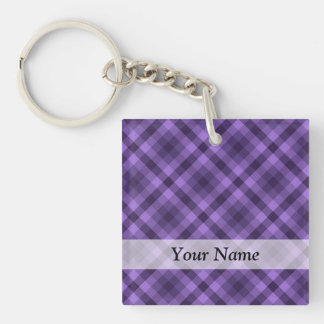 Purple gingham pattern keychain