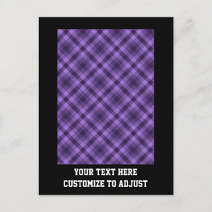 Purple gingham pattern postcard