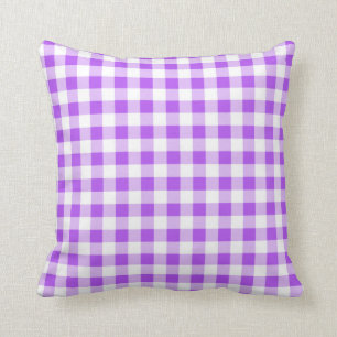 Purple Gingham Pattern Throw Pillow