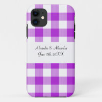 Purple gingham pattern wedding favours