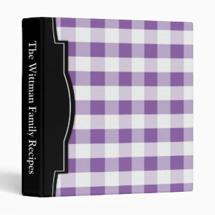 Purple Gingham personalized Recipe Binder
