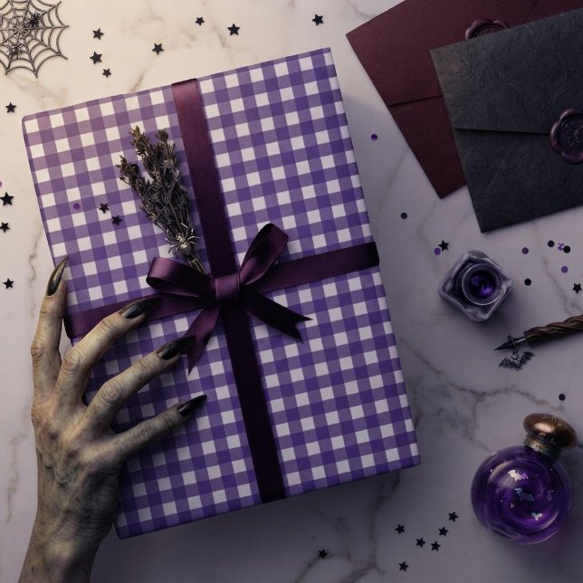 Purple Gingham Plaid Check Wrapping Paper (Creator Uploaded)