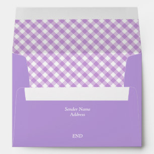 Purple Gingham Plaid Lined Envelope