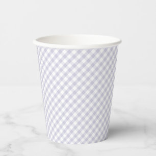Purple gingham simple baby shower paper cups