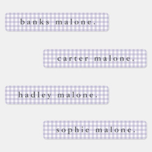 Purple Gingham Waterproof Name