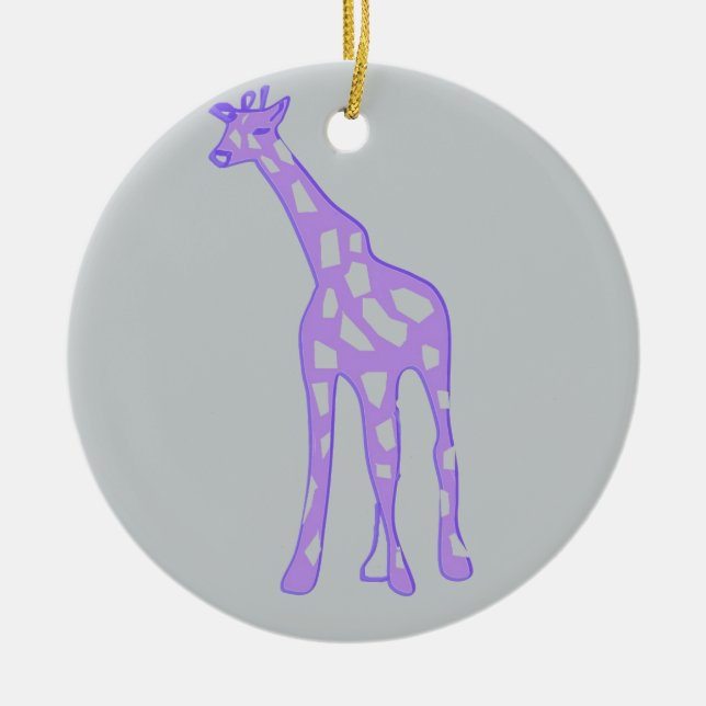 PURPLE Giraffe Ceramic Ornament (Front)
