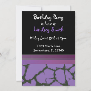 Purple Giraffe Fur Pattern Birthday Invitation