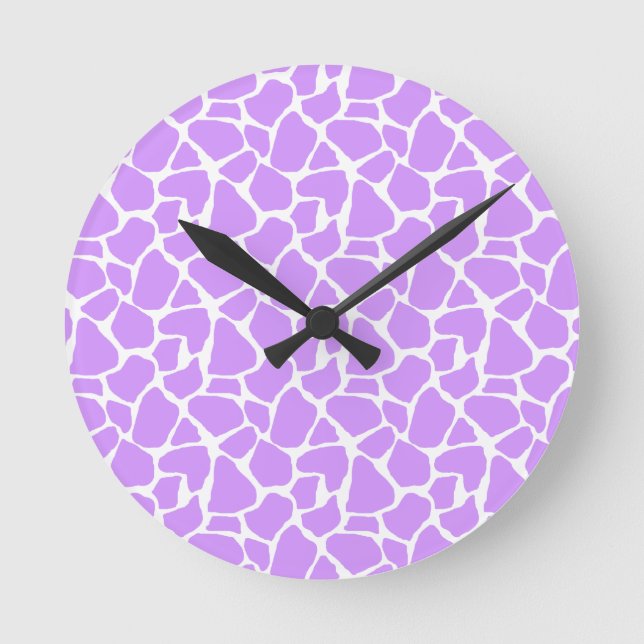 Purple Giraffe Pattern Round Clock (Front)