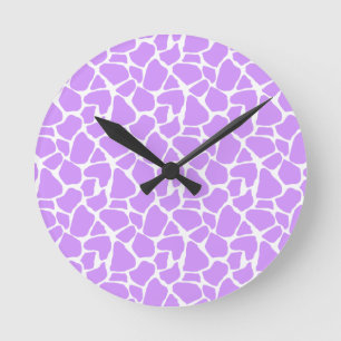 Purple Giraffe Pattern Round Clock