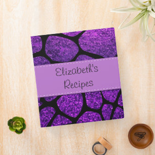 Purple Giraffe, Purple Glitter, Jungle, Your Name Binder