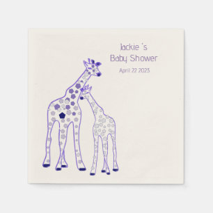 purple giraffes -baby shower napkin