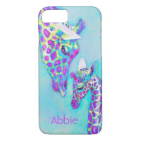 purple giraffes-moma and baby