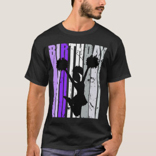 Purple Girls Cheerleading Birthday Retro Silhouett T-Shirt