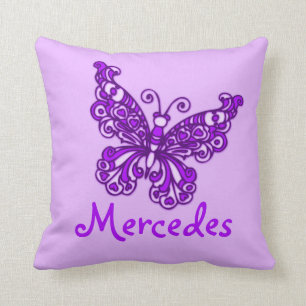 Purple girls name butterfly cushion pillow