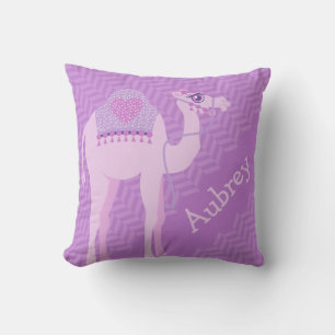 Purple girls named camel chevron cushion pillow