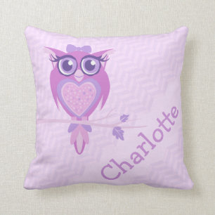 Purple girls named owl chervon cushion pillow