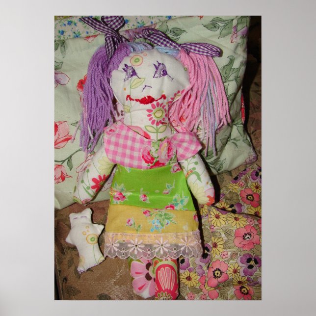 Purple Girls Room Rag Doll colourful Toy Poster (Front)