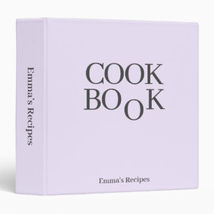 Purple Girly CookBook Recipes Minimalist Chic Binder