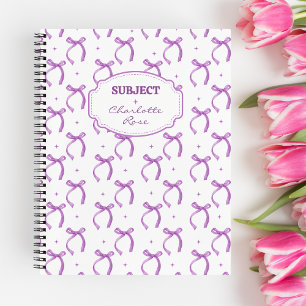 Purple Girly Coquette  Bows Spiral Notebook