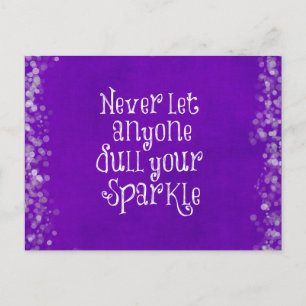 Purple Girly Inspirational Sparkle Quote Postcard