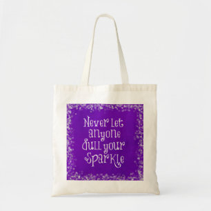 Purple Girly Inspirational Sparkle Quote Tote Bag
