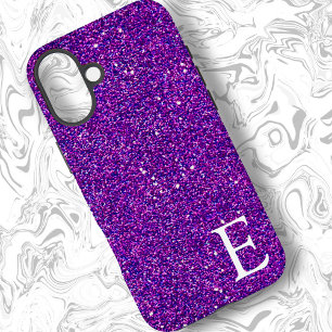 Purple Girly Printed Glitter Stylish and Cute iPhone 16 Plus Case
