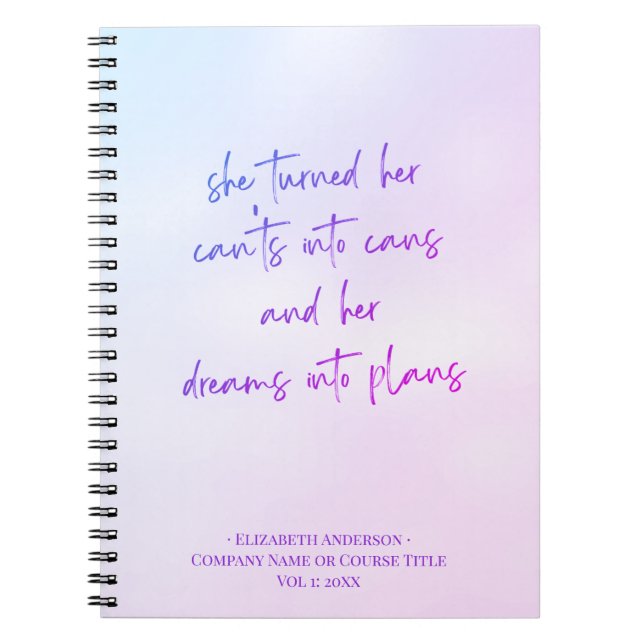 Purple Girly Script Motivational Notebook (Front)