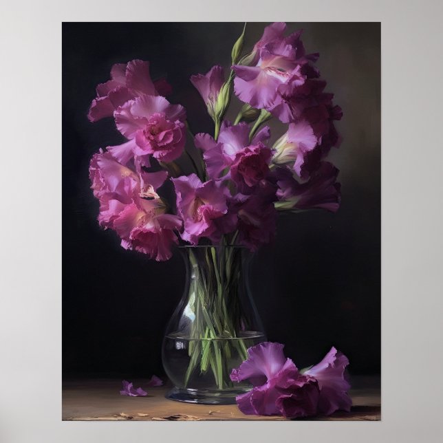 Purple Gladiolus Flowers Art Print Poster (Front)