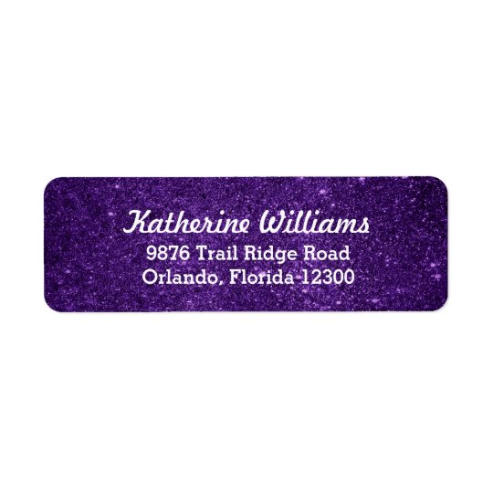Purple Glam Faux Glitter Return Address Label