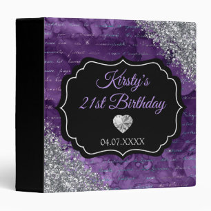 Purple Glam Glitter 21st Birthday Photo Album Binder