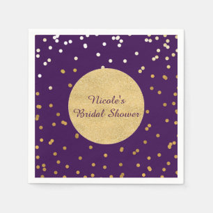 Purple Glam & Gold Shiny Confetti Dots Chic Modern Napkin