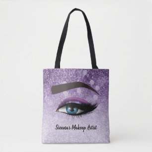 Purple glam lashes eyes makeup artist tote bag