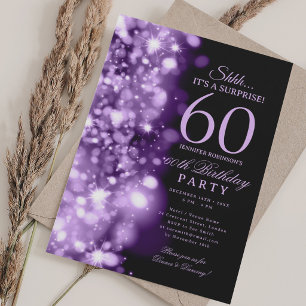 Purple Glam Surprise 60th Birthday Party Invitation
