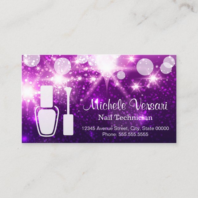 Purple Glamour NAIL TECHNICIAN Appointment Card (Front)