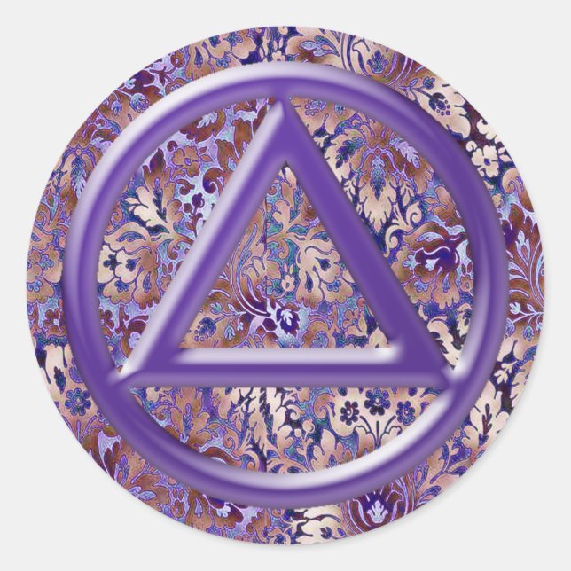 Purple Glass Damask Recovery Sobriety Sticker (Front)