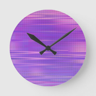Purple Glitch Art Vaporwave Aesthetic Horizontal Round Clock