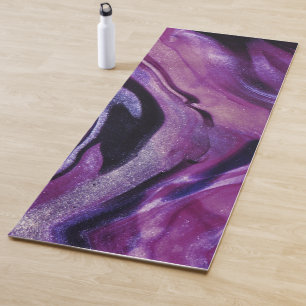 Purple Glitter Abstract Marbled Acrylic Paint Yoga Mat