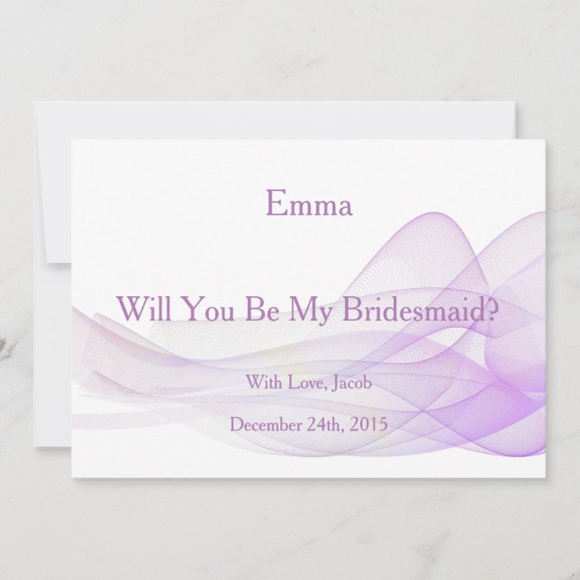 Purple Glitter Abstract Will You Be My Bridesmaid Invitation (Front)