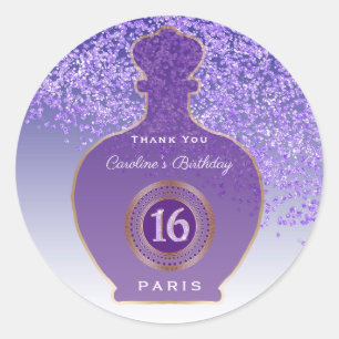 Purple Glitter Amethyst Fragrance, Sweet 16  Classic Round Sticker