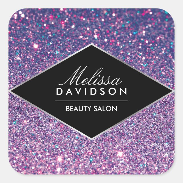 Purple Glitter and Glamour Beauty Square Sticker (Front)