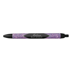 Purple Glitter and Glamour Black Ink Pen