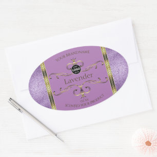 Purple Glitter and Gold Ornate Product Labels Logo