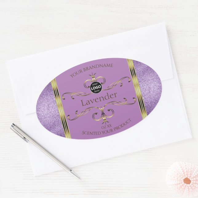 Purple Glitter and Gold Ornate Product Labels Logo (Envelope)